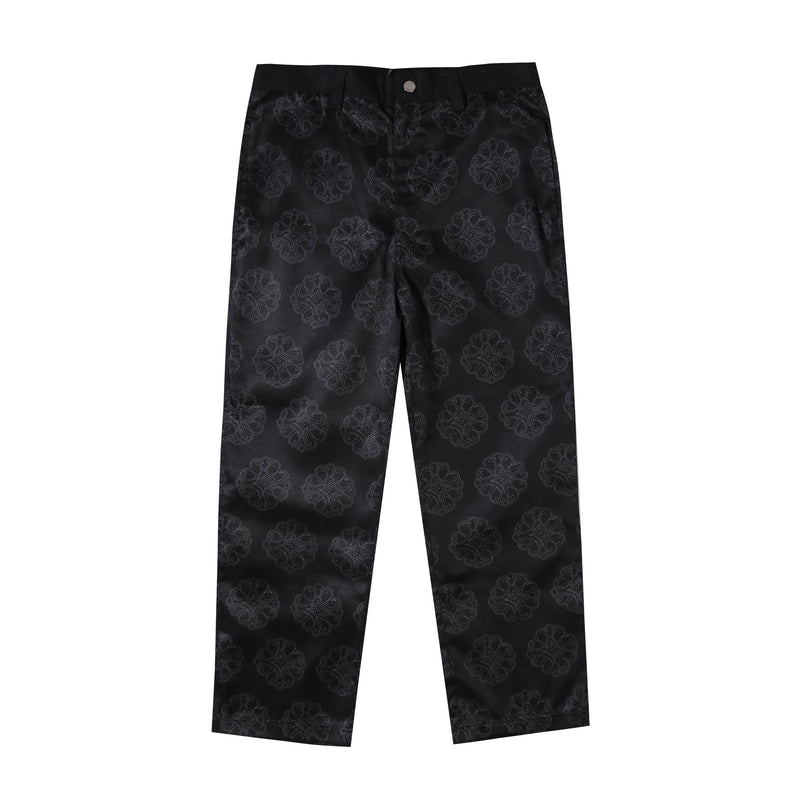 Rose Printed Pants - Black