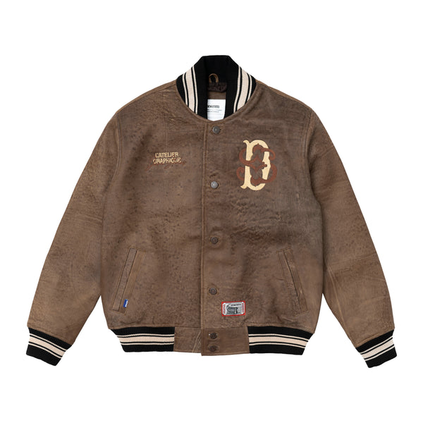 Decree Leather Stadium Jacket - Brown