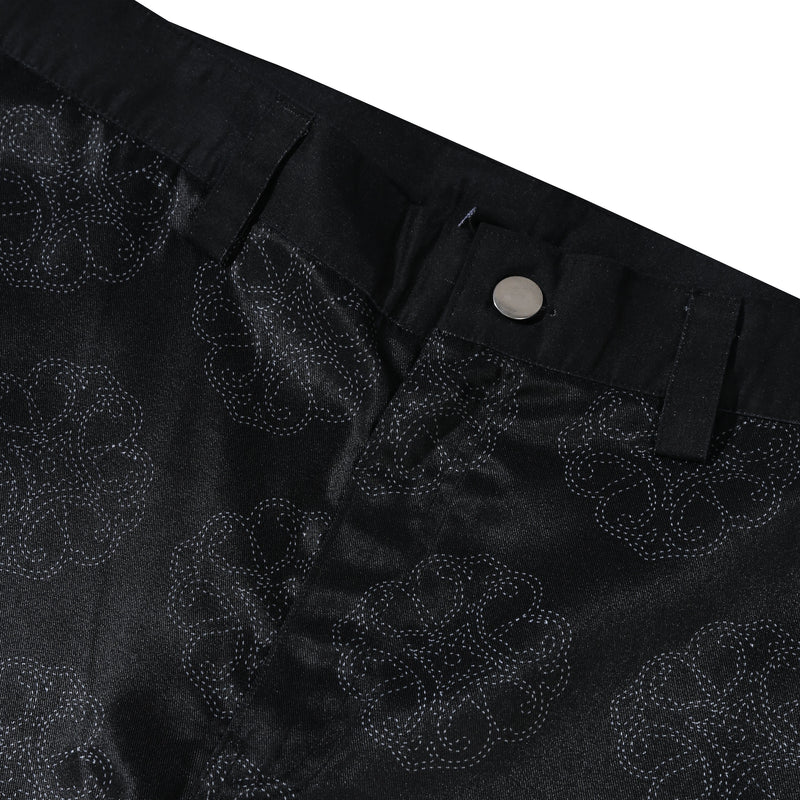 Rose Printed Pants - Black