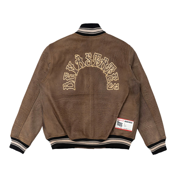 Decree Leather Stadium Jacket - Brown