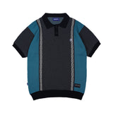 Chain Jacquard Knit Polo Shirt - Black/Multi