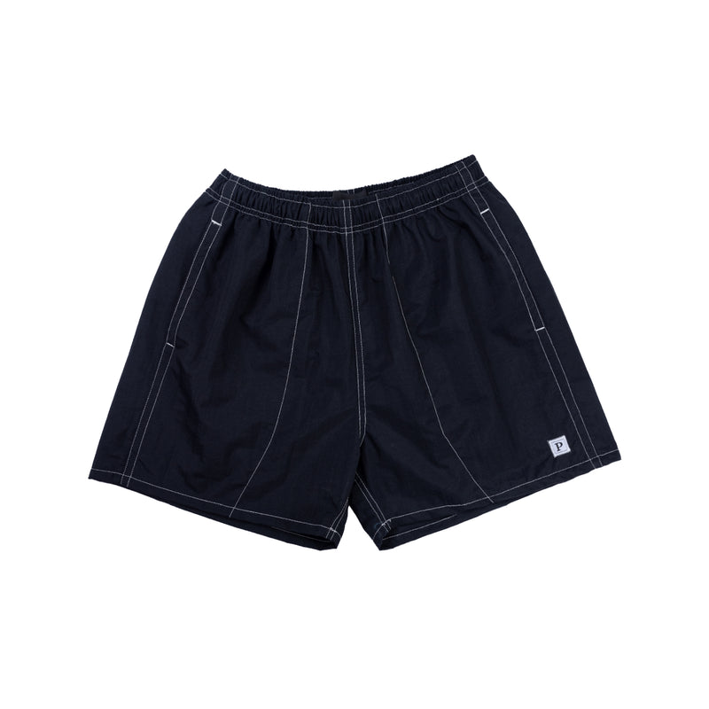 Plain Square Logo P Beach Trunks - Black/White