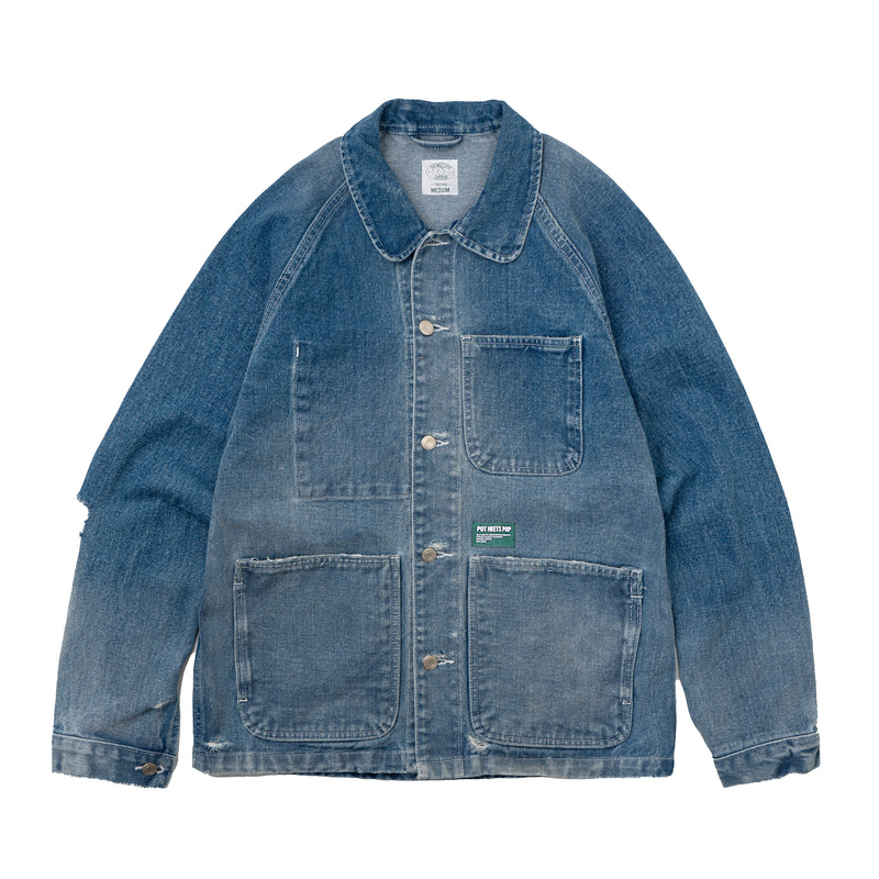 Crutch Chore Coat  Distressed - Washed Indigo