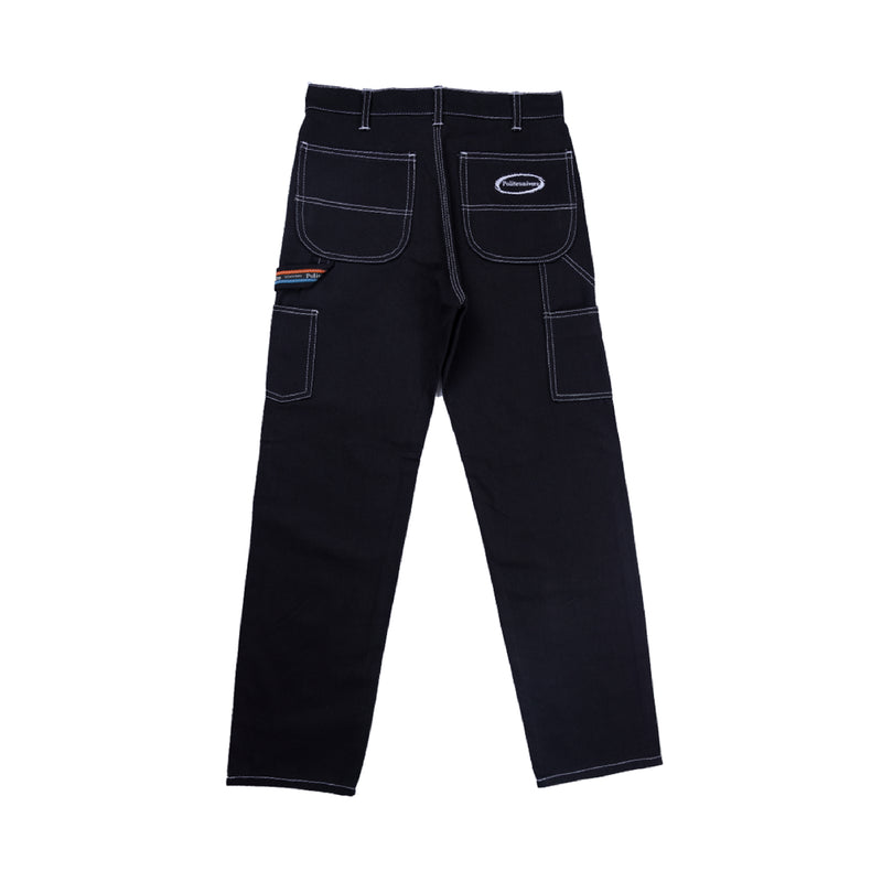 Distorted Logo Carpenter Pants - Black/White