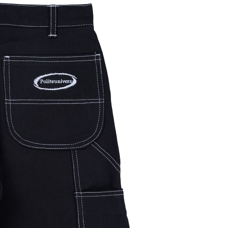 Distorted Logo Carpenter Pants - Black/White