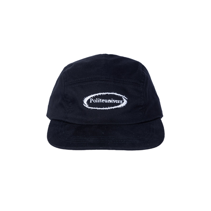 Distorted Logo 5 Panel Hats - Black