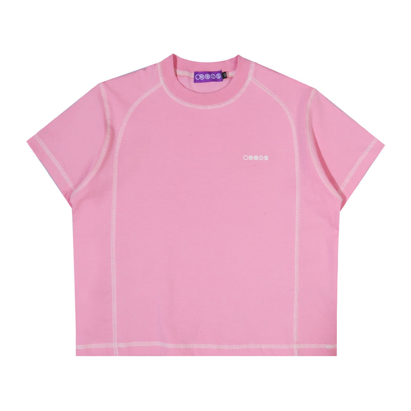 Orbis Panel Short Sleeve Baby Tee - Pink