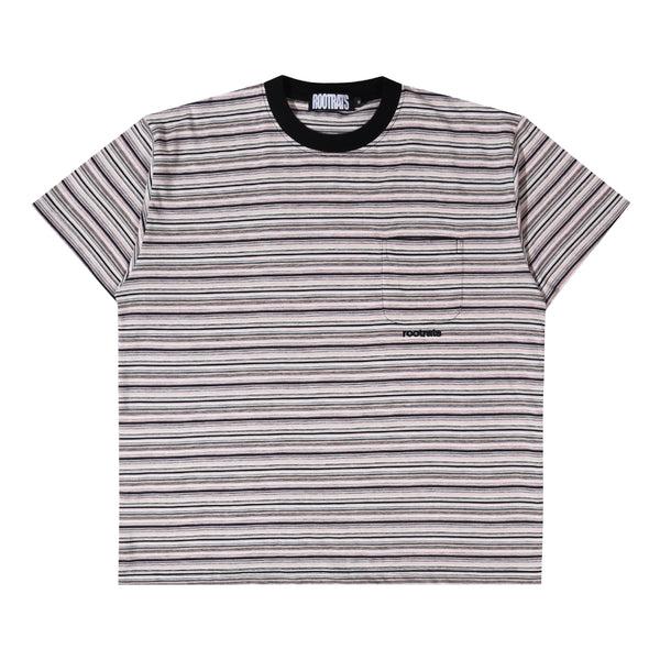 Loose Stripes Pocket T-Shirt - Black