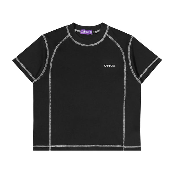 Orbis Panel Short Sleeve Baby Tee - Black