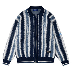 Ikat Ls Zip-Up Polo - Blue