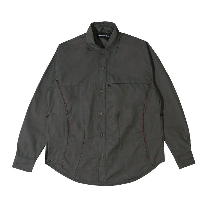 LS Choppy Shirt - Dark Green / Orange Hint